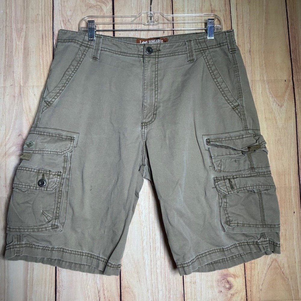 Lee Dungarees Cargo Shorts Mens 34‎ Tan Khaki Multi Pocket Gorpcore 218291F